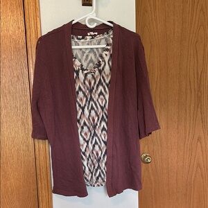 Maurices Burgundy and Patterned Knit Top